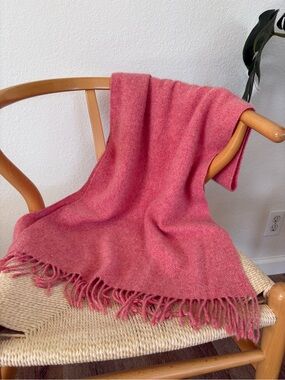 Chloe Cashmere 100% Knit Large Scarf /Shawl in Coral Pink| Fall, Winter